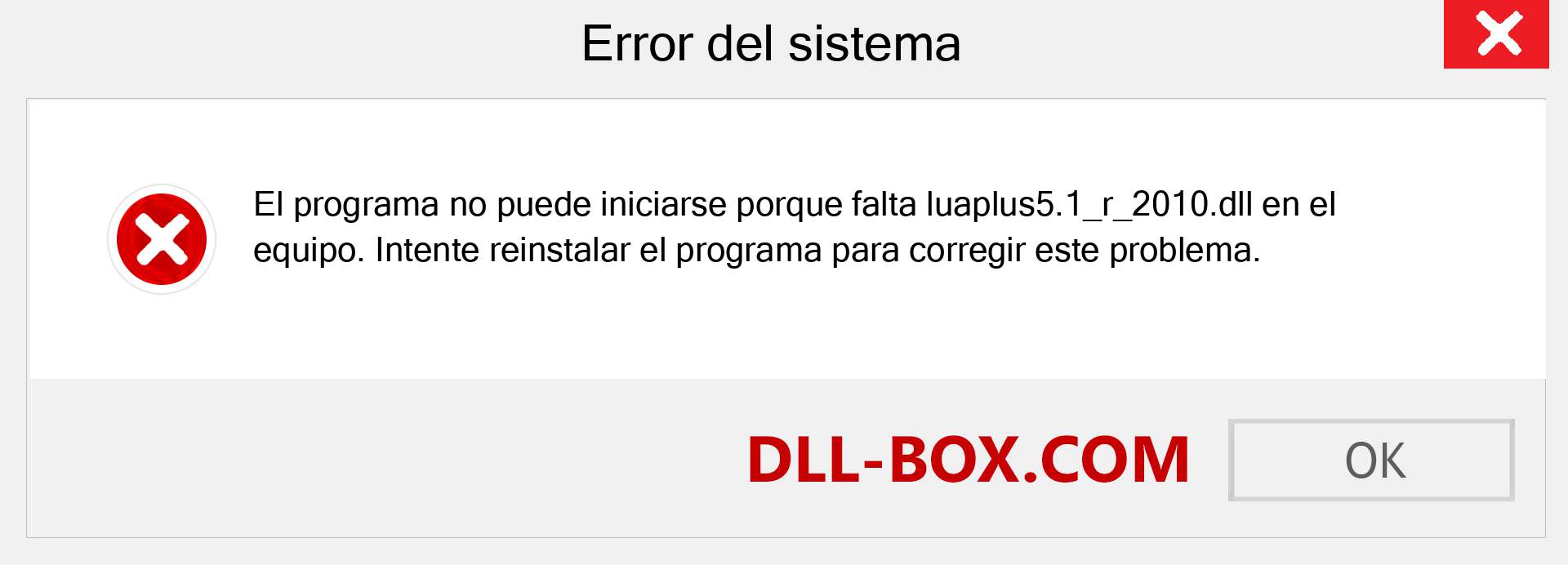 ¿Falta el archivo luaplus5.1_r_2010.dll ?. Descargar para Windows 7, 8, 10 - Corregir luaplus5.1_r_2010 dll Missing Error en Windows, fotos, imágenes